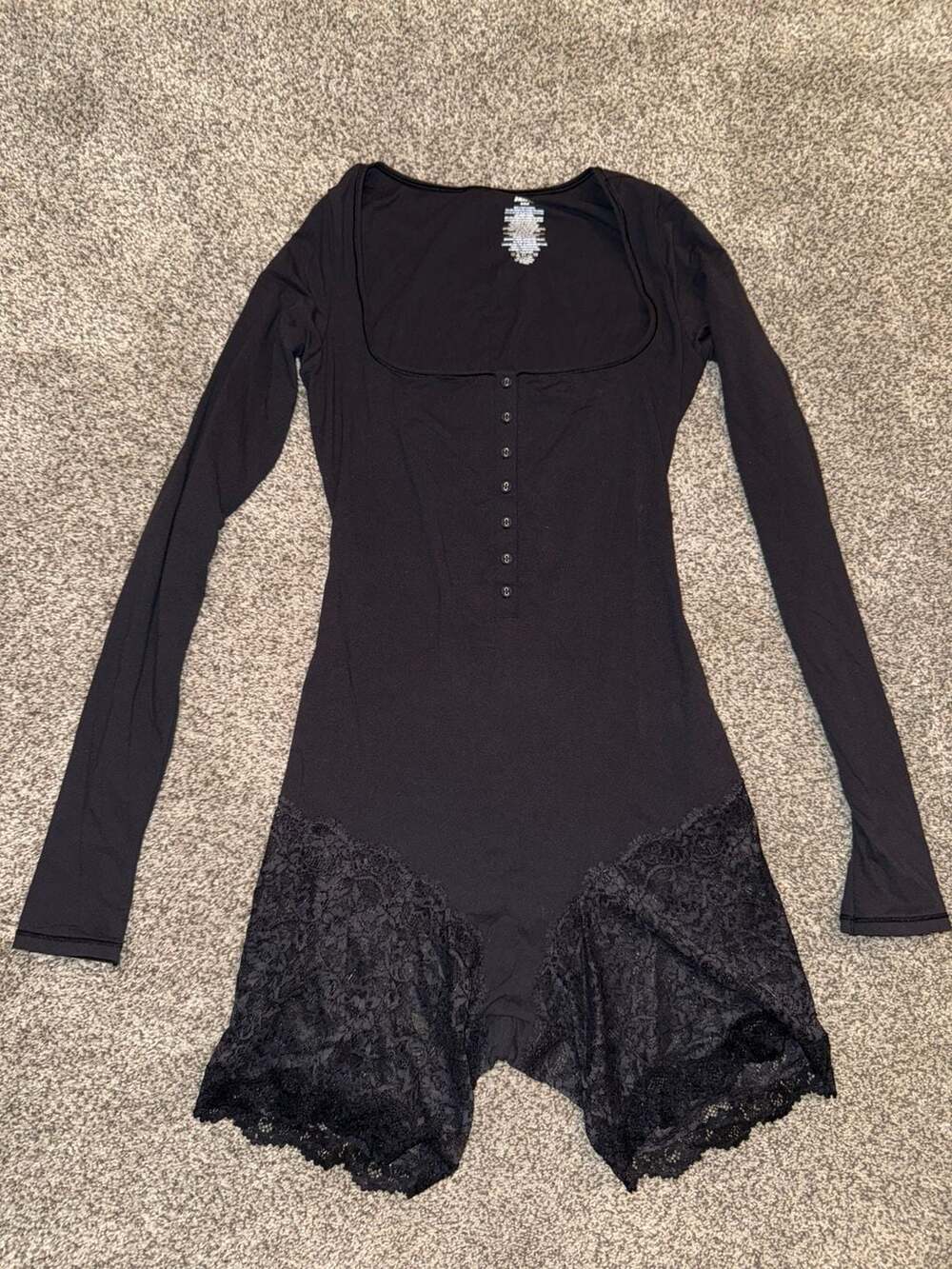 SKIMS Fits Everybody Lace Long Sleeve Henley Onesie